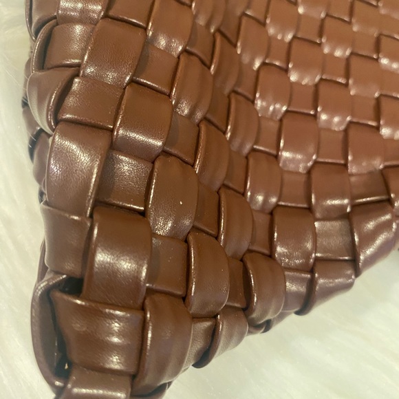 Woven Coffee Brown Clutch Bag with Fridges - Picture 6 of 6